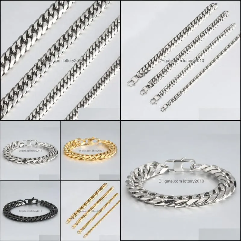 Bracelets Men`s Charm Chain Stainless Steel On Hand Hip Hop Gold Friendship Bracelet Gifts For Men Accessories Link,
