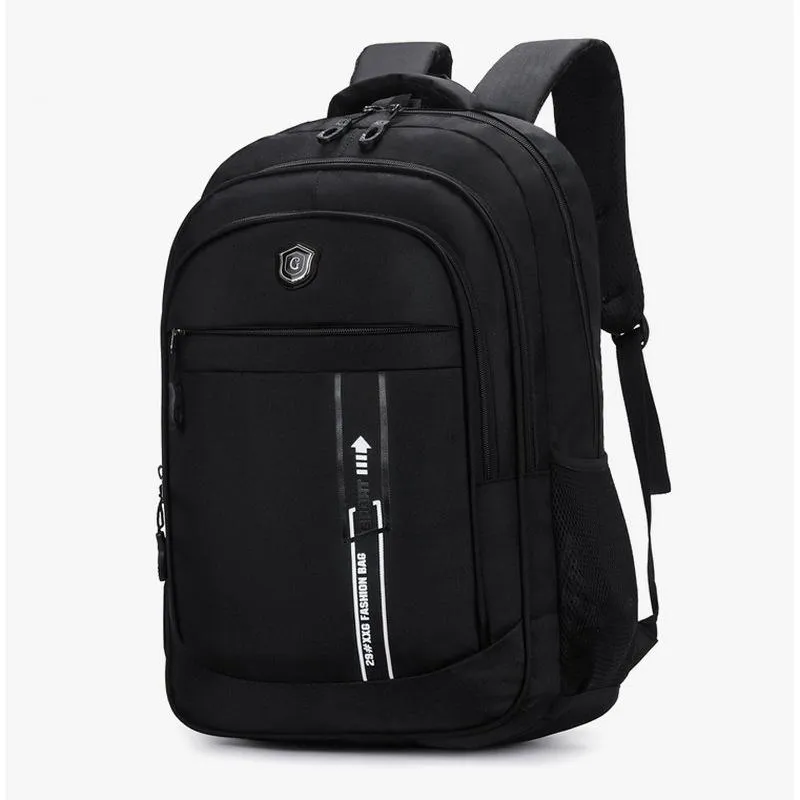 Stor kapacitet skolväskor för tonårspojkar ryggsäck män svart nylon solid mellersta student high schoolbag stora bookbags preppy