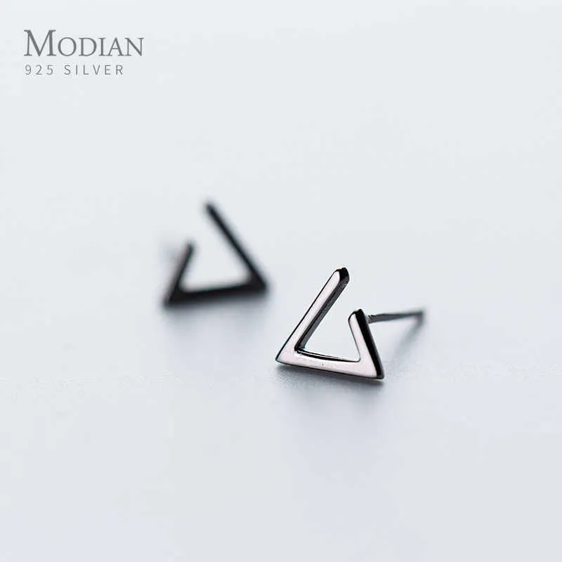 Minimalista cor preta punk triângulo triangle brincos para mulheres 925 esterlina prata prata prisionos jóias acessórios femininos 210707