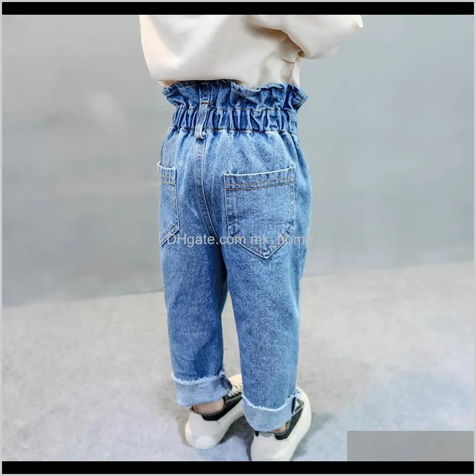 baby girl jeans toddler girl jeans kids solid color jeans for children high waist children`s clothing 201204