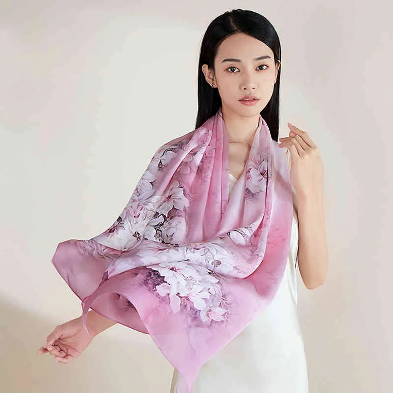 100% naturalny chiński styl malarski długi szalik damskie czyste okłady szyby szyby 170 * 53 cm Luxury Silk Bufanda Foucaard