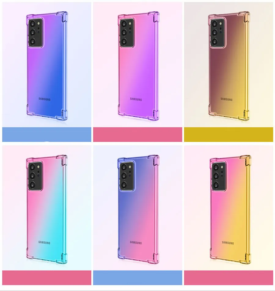 Handyhülle für Samsung Galaxy S24 Ultra S23 Plus A05 A15 A25 A35 A55 A04 A14 A24 A34 A54, Luftkissen, Farbverlauf, transparent, weiche TPU-Silikon-Gummi-Abdeckung
