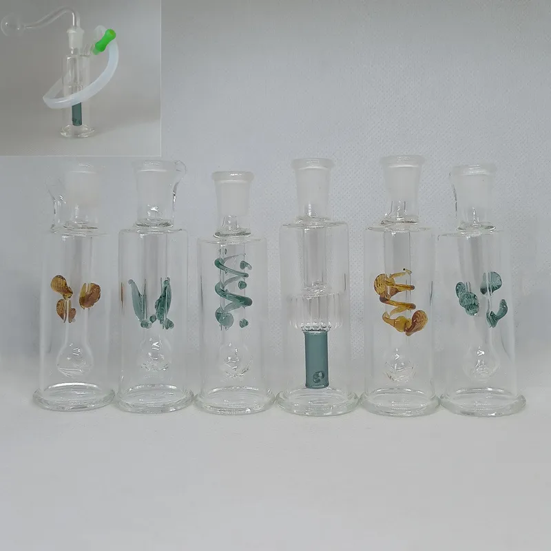 Cam bong set mini su bongs nargile 10mm erkek yağ brülör boru silikon hortum damla ipucu kuru bitki tütün için