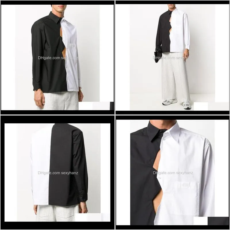 xs-6xl 2021 men`s clothing hair stylist show design hollow out black and white stitched shirt plus size costumes casual shirts