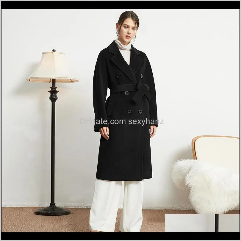 bottle winter 2020 m`s classic camel wool cashmere coat women`s belt 101801 small sub woolen coat