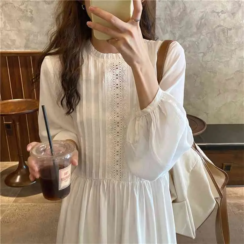 Elegance Lace Pleated Arrival Ruffles Vintage High Street Korean Retro Stylish Women Chic Long Dresses Vestidos 210525