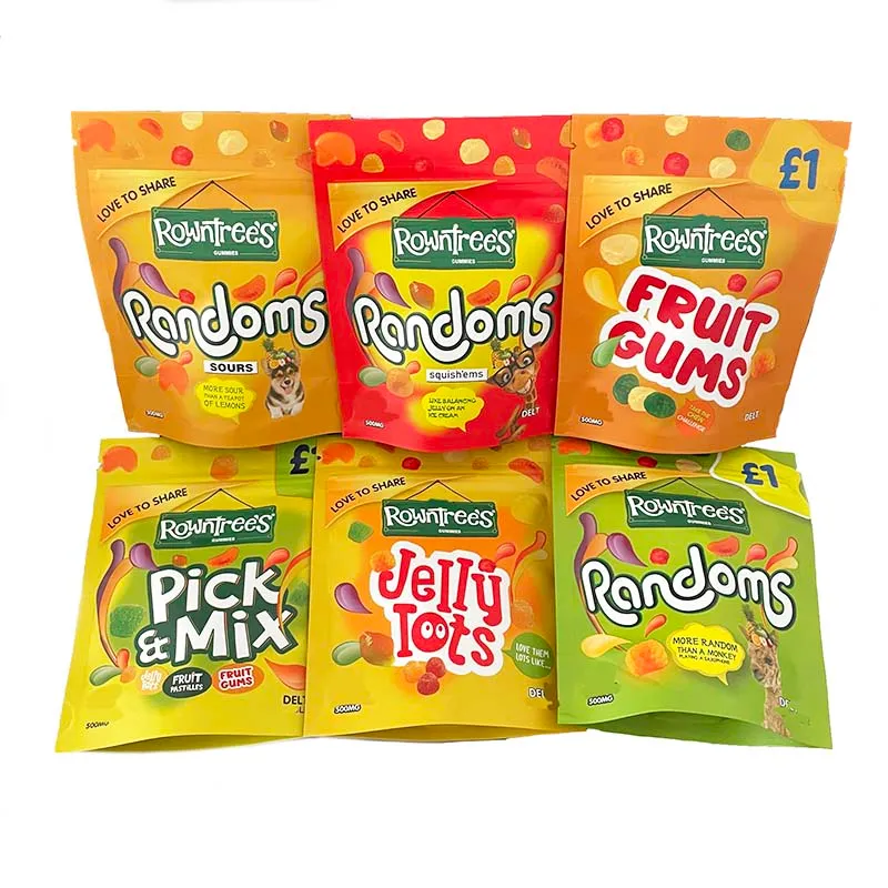 Rownfrees zure gummies eetbare mylar-verpakkingszakken randoms fruitgums pick-mix jelly lots squishems opstaan geurbestendig zakje plastic pakket