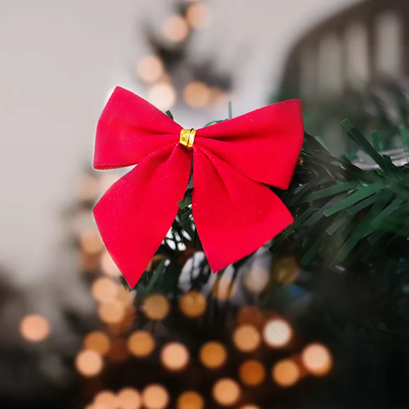 12 Pièces Arcs Décoratifs de Noël, Mini Arcs pour la Fête d'Anniversaire de Mariage de Noël Décoration de la Maison Emballage Fournitures d'Artisanat Bricolage, 3 Couleurs