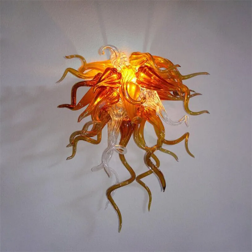 Art Deco Aplikler Ev Lambası İç Dekor Amber Renkli Üflemeli Lambalar LED Ampuller Dekoratif Çiçek Duvar Aplik 50 cm Geniş ve 70 cm Yüksek