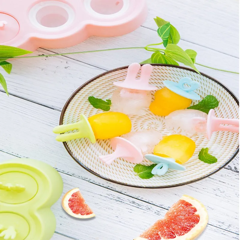 Icecream Mould Cartoon Silicone DIY Ice Cream Tools Six-cell Popsicle Box Animal Pattern