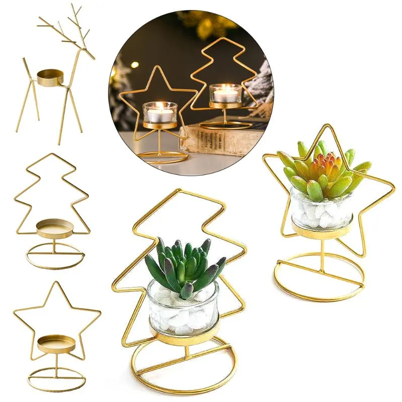 Ljushållare Julhållare Candlestick År 2022 Star Tree Elk Shape Stand Desk Decor Merry Ornament