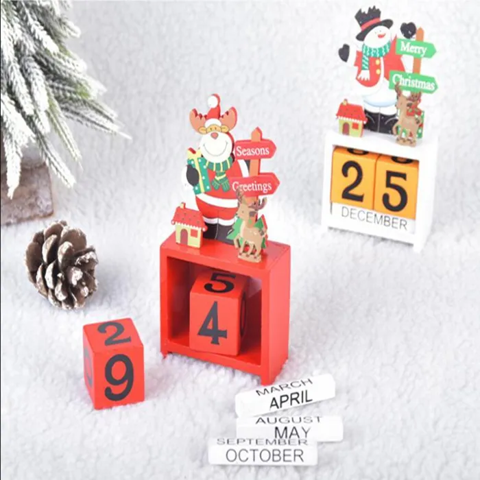 3D Christmas Wood Calendars Cute Santa Milu Deer Snowman Printed Calendar Children Gifts Party Gift Xtmas Decorations YHM33-ZWL