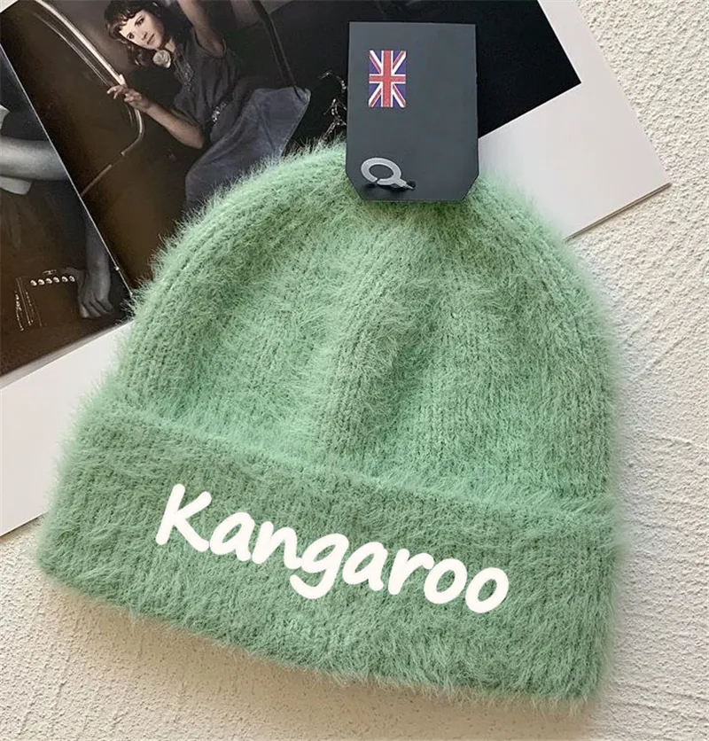 Moda Tasarımcısı Beanie Erkek Bayan Örme Şapka Bonnet Kış Gömme Örme Yün Kaşmir Kanguru Logo Moda Şapka Kafatası Kalın Beanies