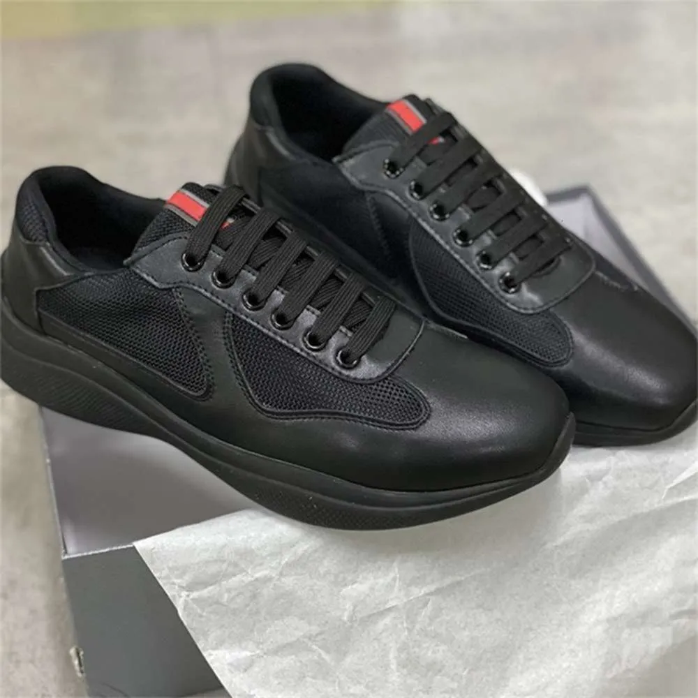 Herr America'S Cup Xl Läder Sneakers Lackläder Plattsneakers Svart Mesh Snörning Fritidsskor Utomhus löparskor Hög tingfengf