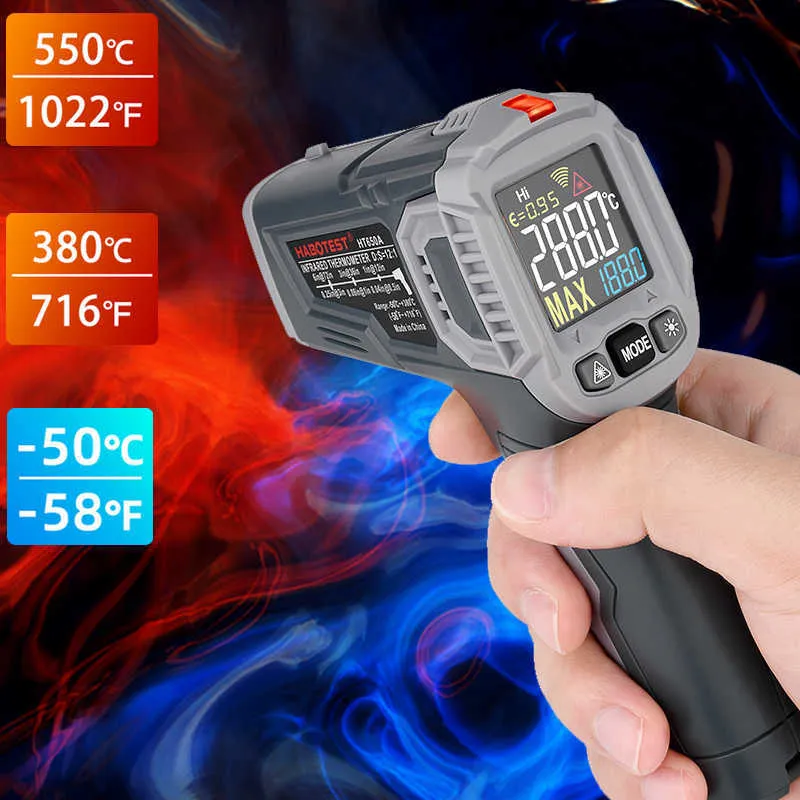 درجة الحرارة درجة الحرارة متر الليزر الرقمية ترمومتر الأشعة تحت الحمراء عدم الاتصال IR termometro infrarojo 210719