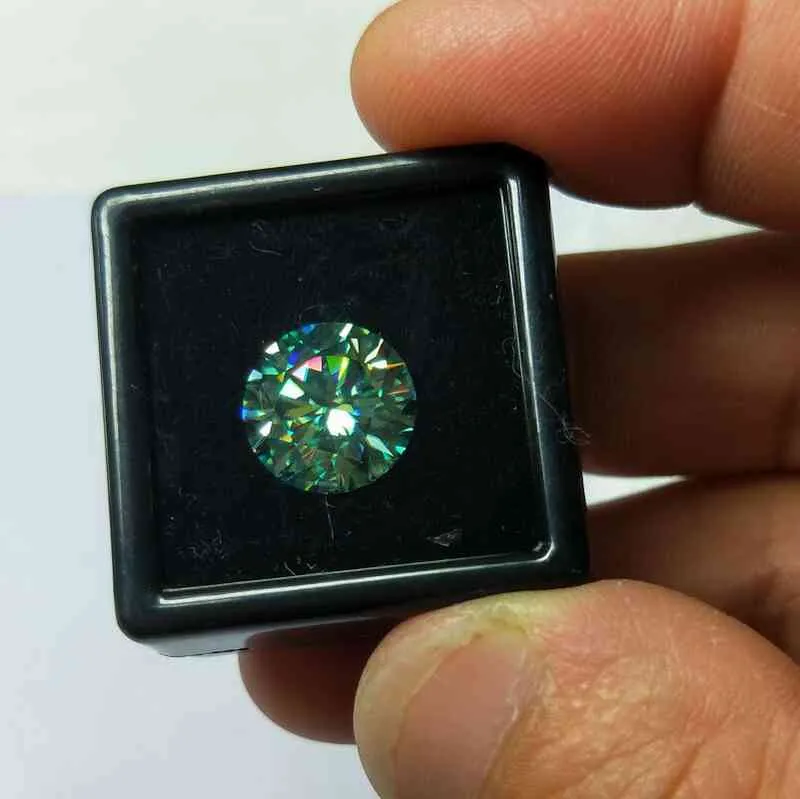 3.0mm to 11mm Blue Green Round Excellent Cut Sic Material Moissanites Loose Stone For Jewelry