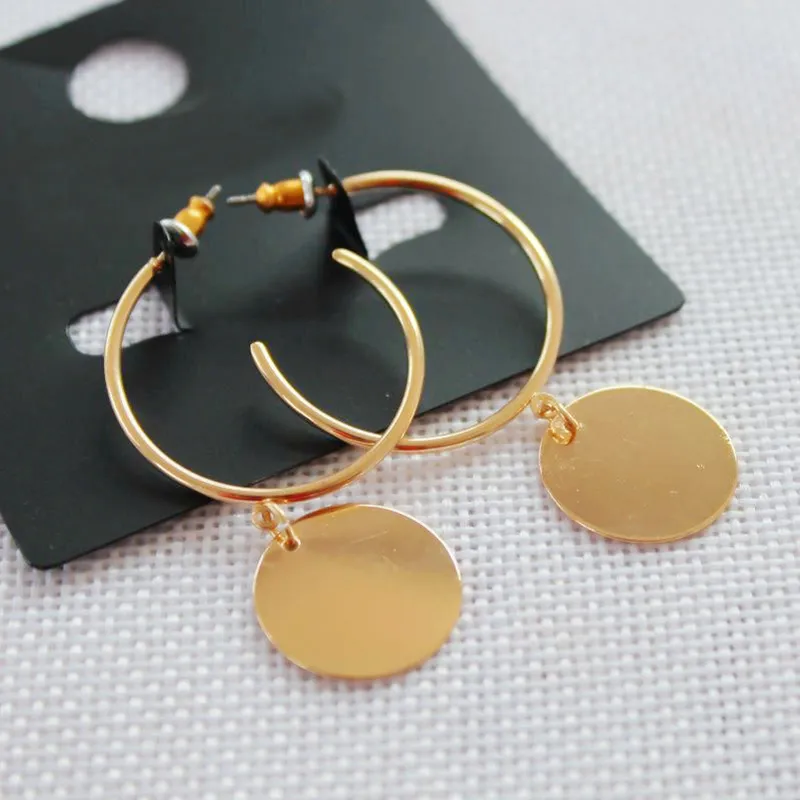 Boucles d'oreilles en peluche simple Bohemian Bohemian American Design Elegant Round Disc géométrique Unique Oreille de boucle pour femmes Accessoire de bijoux