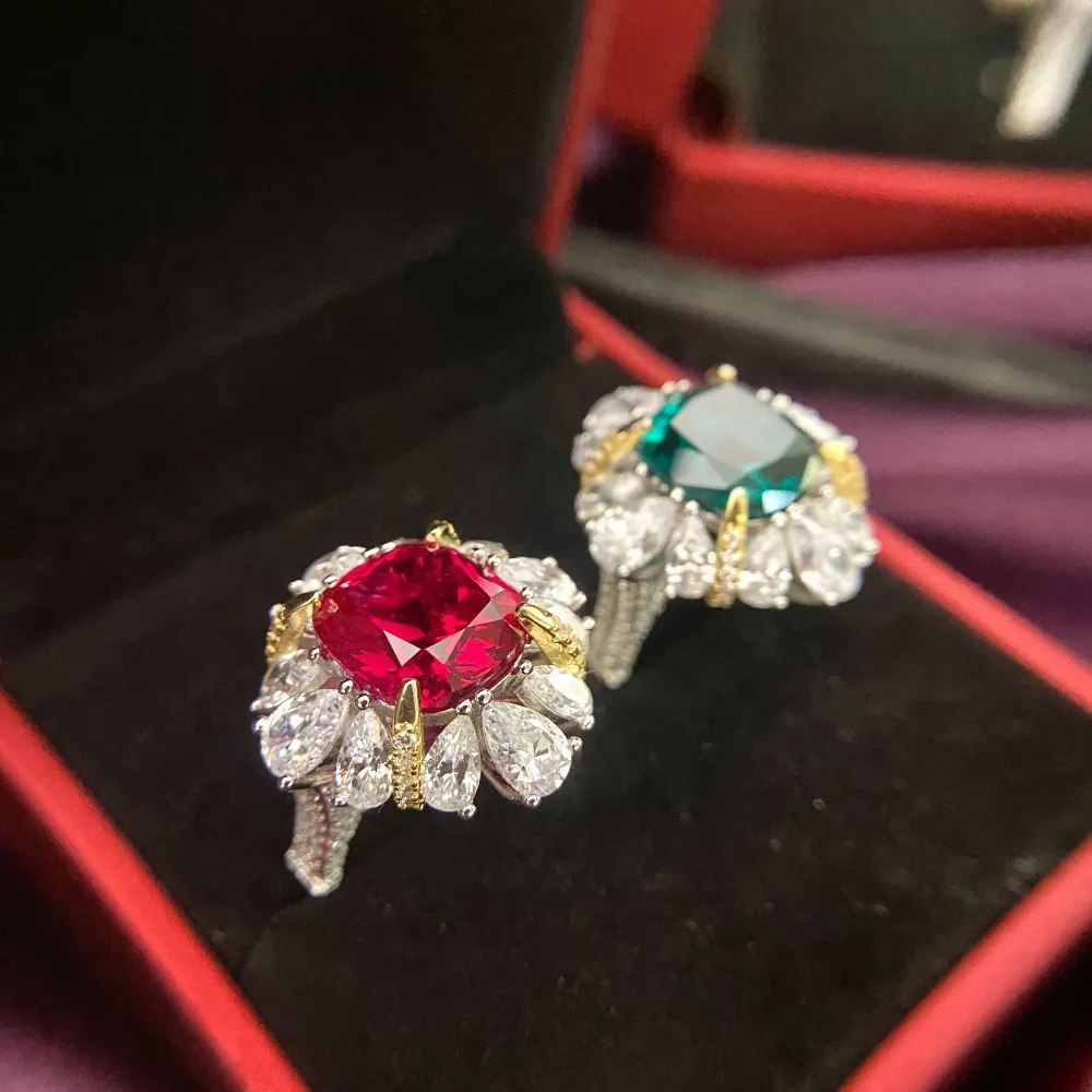Nature 6ct Emerald Elmas Yüzük% 100 Gerçek Sterling Sier Mücevher Nişan Düğün Band, Kadınlar İçin Gelin Hediyesi