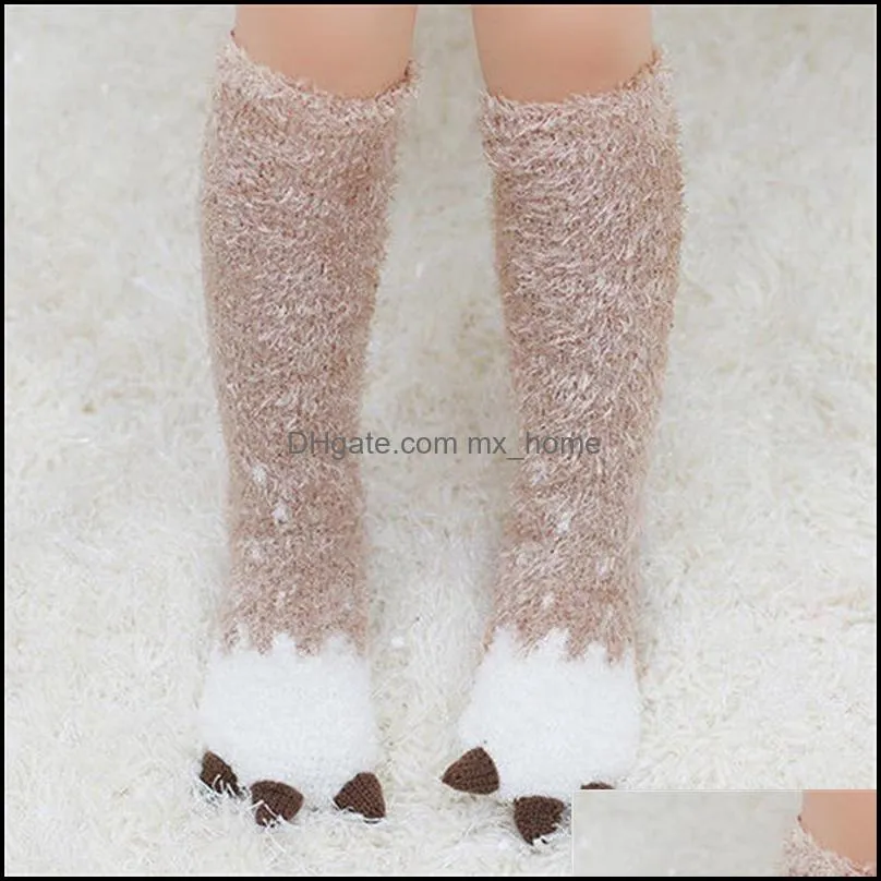 Footies 1-5 Years Winter Warm Baby Stockings Children Girls Toddler 2021 Bow Cute Cotton Knee High Hosiery Tights Leg 1-5Y