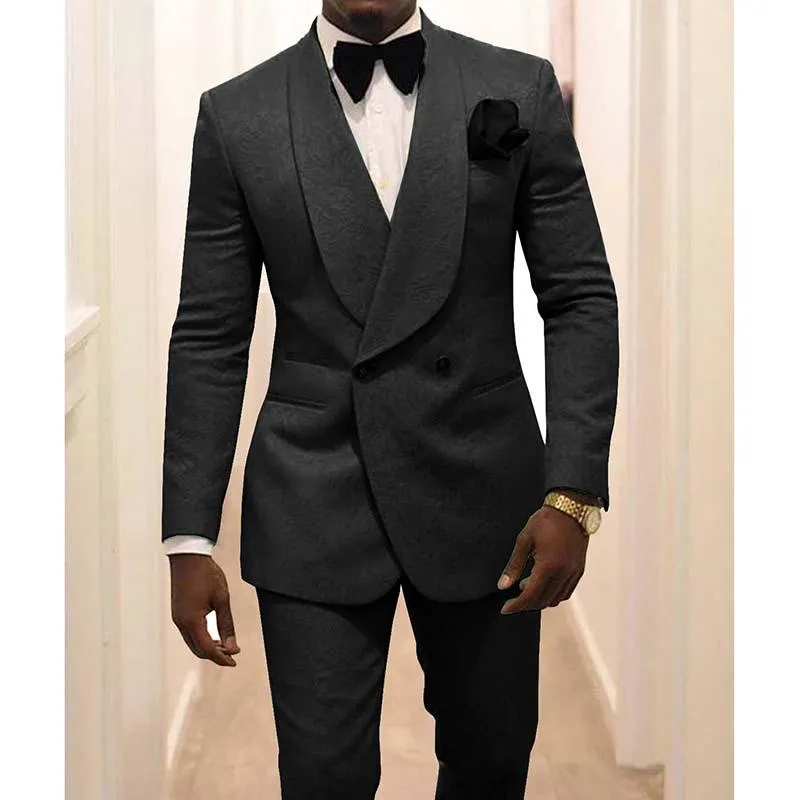Men's Suits & Blazers Groomsmen Turquoise Groom Tuxedos Shawl Lapel Men 2 Pieces Wedding Man Custom Made Jacket Pants Tie 300T