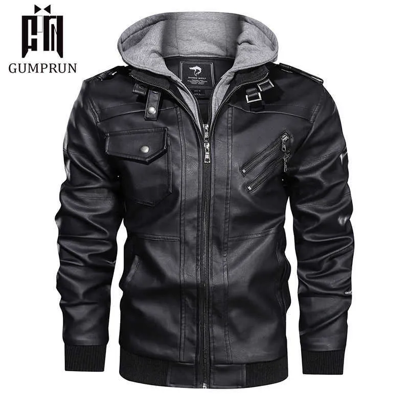 Vestes en cuir pour hommes Hiver Casual Moto PU Veste Biker Manteaux en cuir Coupe-vent européen Veste en cuir véritable 211009