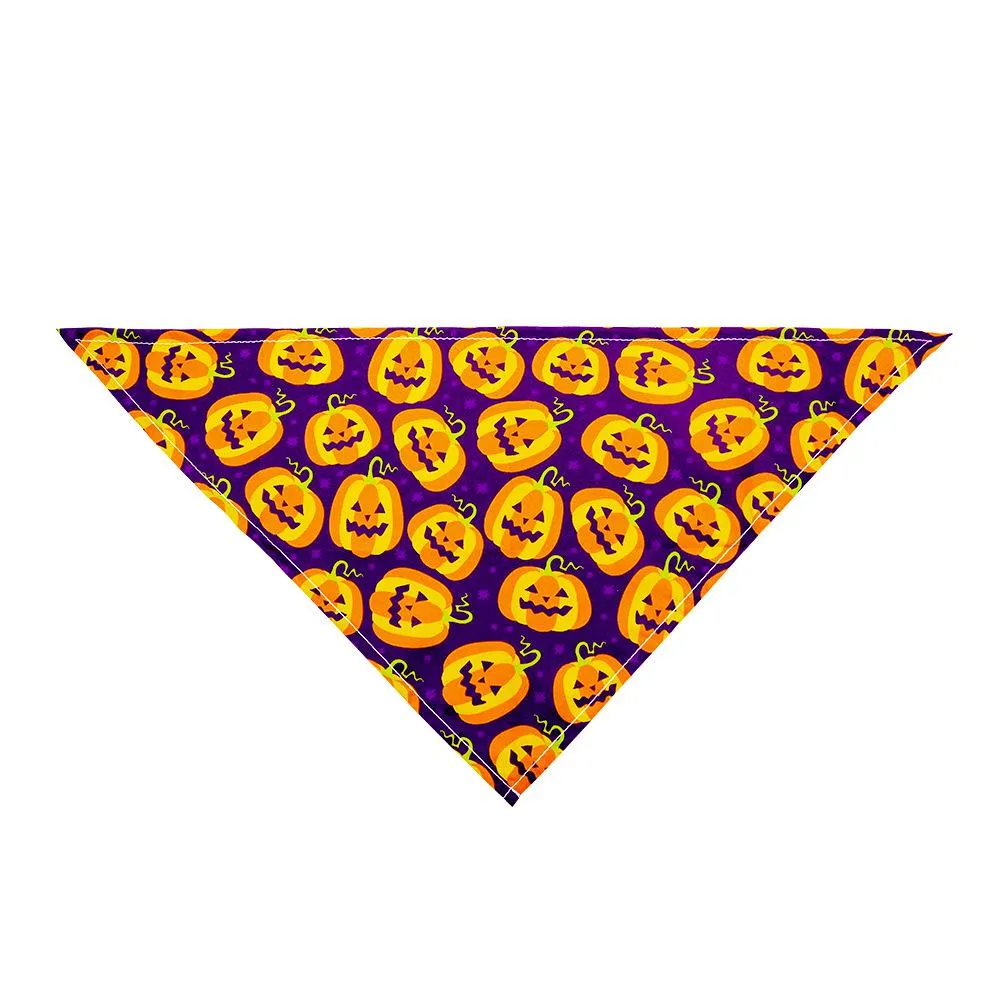 Dog Apparel Puppy Triangle Saliva Scarf Skeleton Pumpkin Printed Bandana Dogs Neckerchief Halloween Pet Supplies w-00994