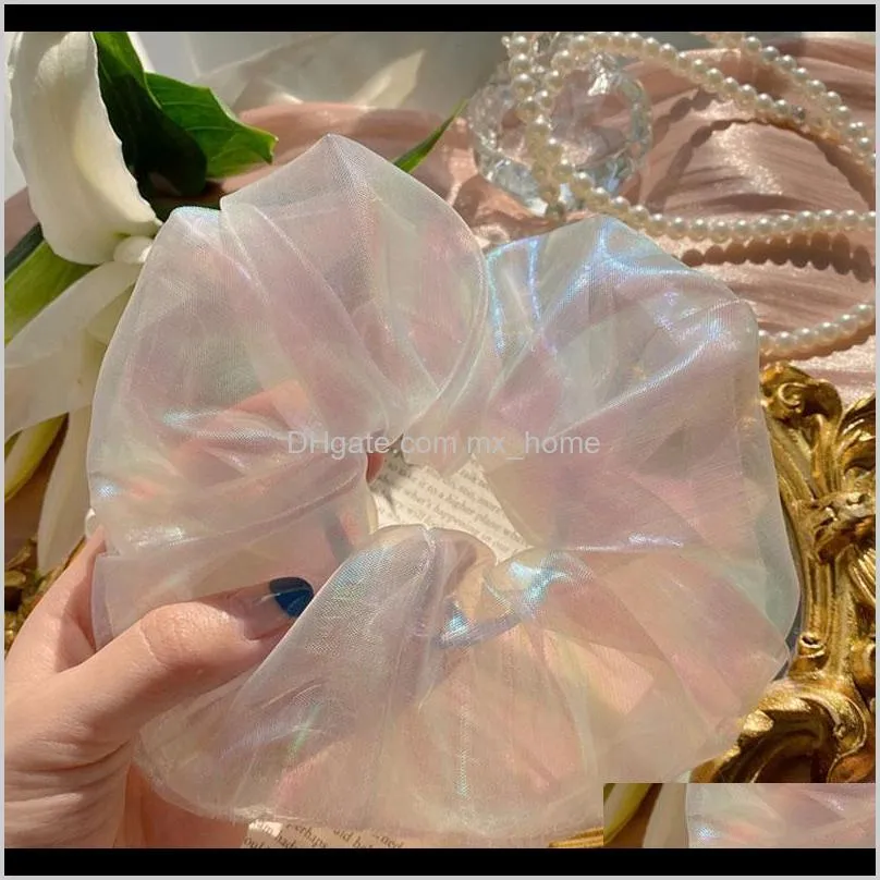 summer lady girl hair scrunchy ring elastic hair bands organza intestine sports dance scrunchie mesh shipping