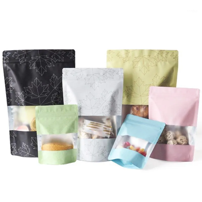 50 stks Kleurrijke Mylar Foil Stand Up Bag met Frosted Window Gedrukte Doypack Hersalable Packaging Pouches Opbergzakken