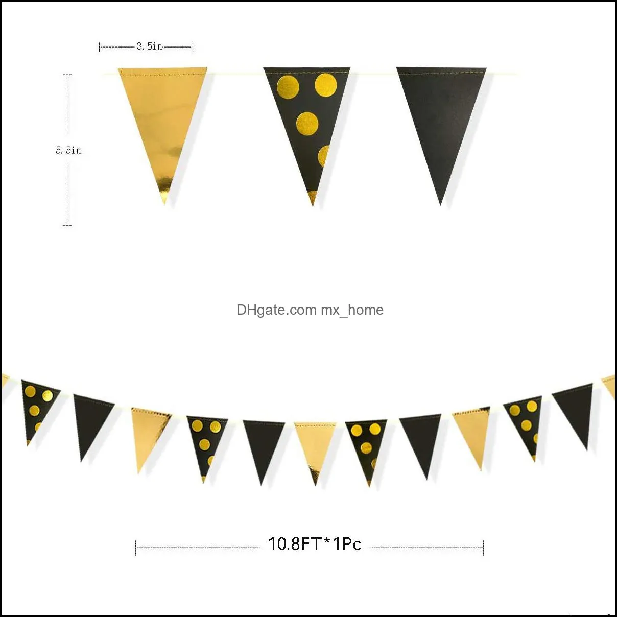 Banner flags Party supplies 26 Flags Champagne Paper Triangle Slingers Rose Gold Girls Birthday Decoration Needs Bruiloft Button 0730