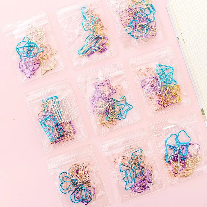 Creative Hollow Paper Clip Set Gold Cute Bookmark Color Office Filing Supplies Student DIY Hand Account Accessory