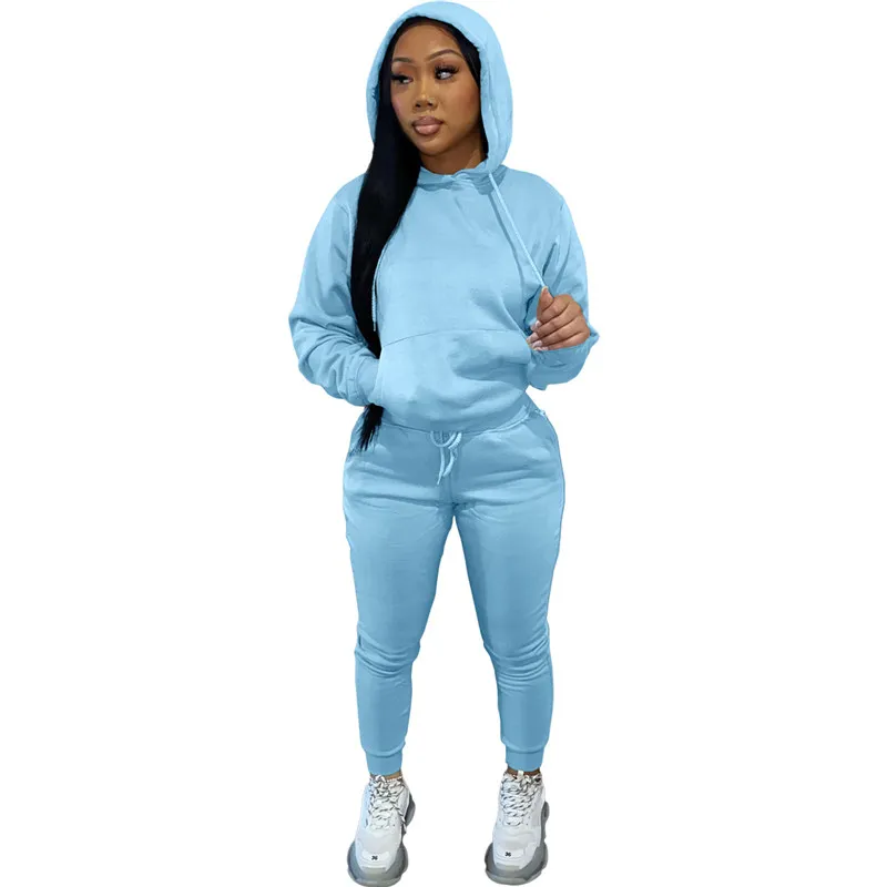 Novo outono inverno jogger ternos feminino velo agasalho manga longa com capuz moletom com capuz dois conjuntos de 2 peças casual grosso sweatsuits atacado roupas esportivas itens a granel