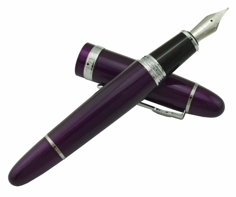 Jinhao 159 gran barril pesado mediana pluma estilográfica con clip de plata violeta 