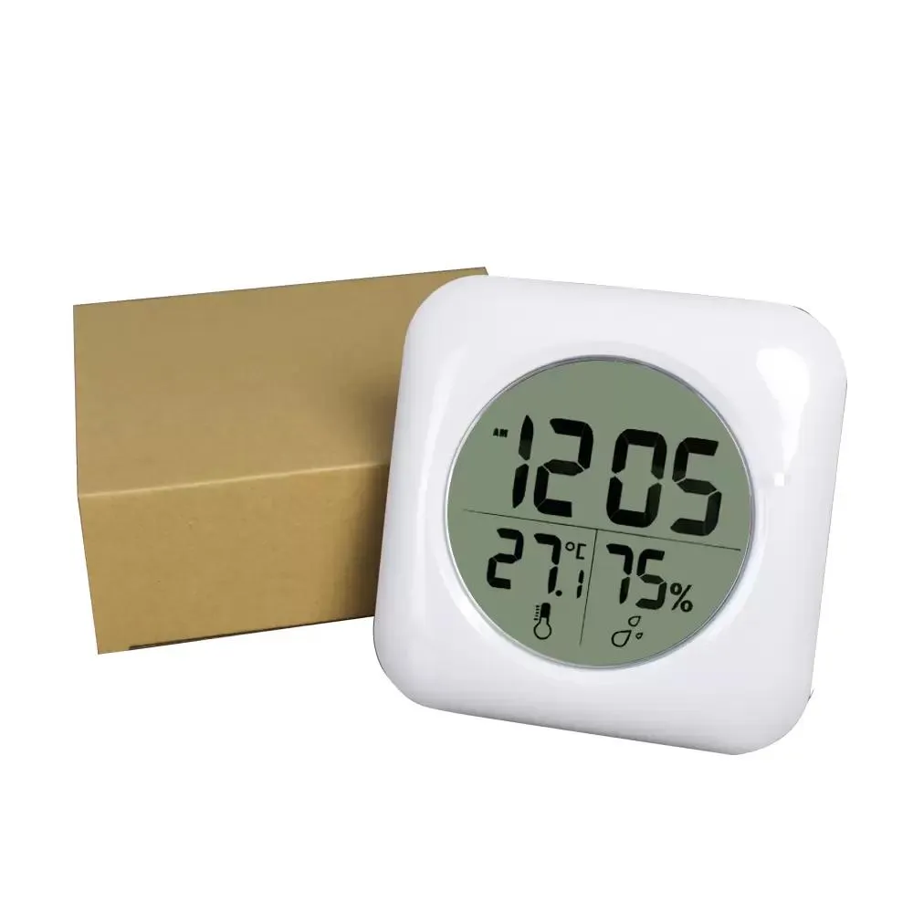 Mode blanc LCD nouvelle douche étanche salle de bains horloge murale température thermomètre hygromètre compteur jauge moniteur