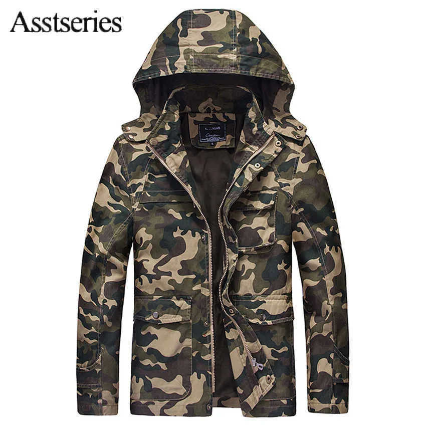 Armia Camouflage Coat Męskie Wojskowe Kapiszki Kurtka Raincoat Outwear Ubrania Kurtka Force powietrznej Mężczyźni Kurtki i Coats 108ZR X0710