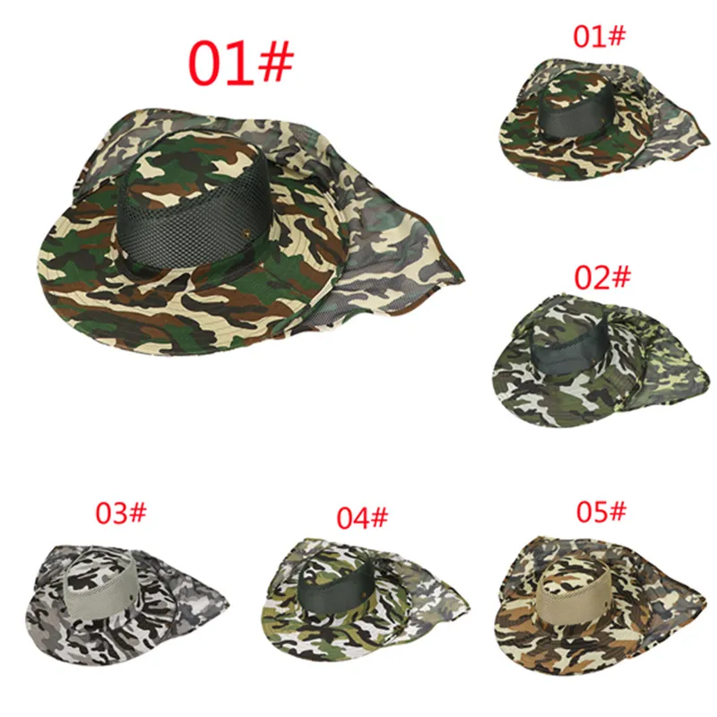 2021 Outdoor Camouflage Fisherman's Hat Fishing Hoeden Sunshade Net Gaas Cap Alpine Caps Mode-accessoires Multicolor Optioneel