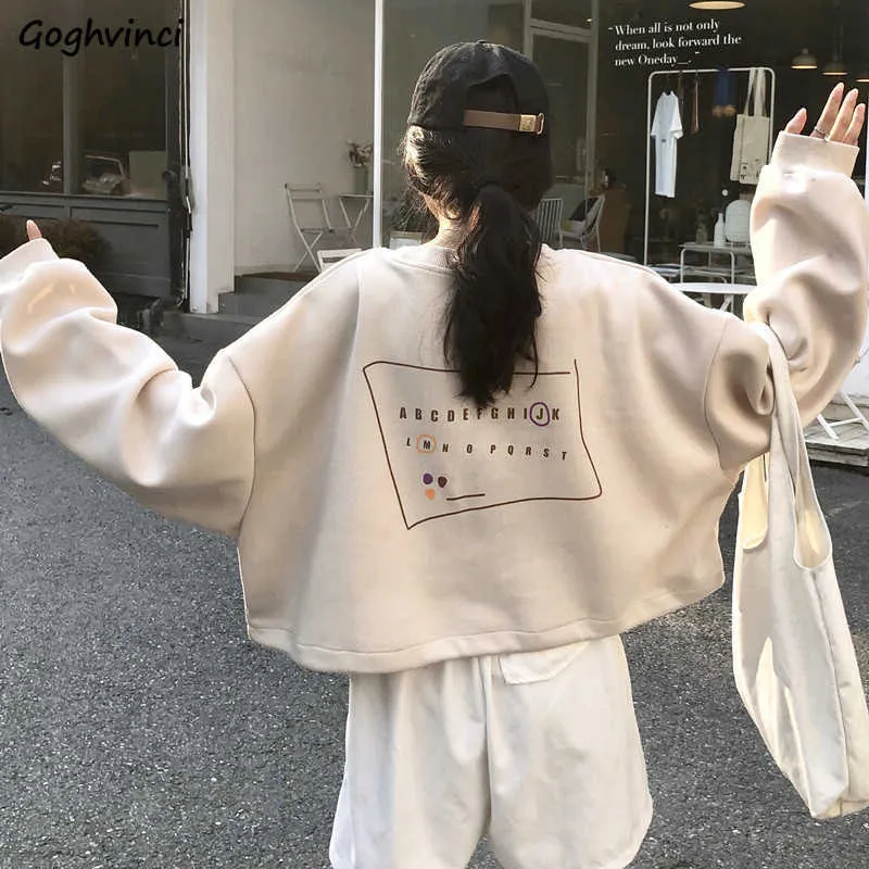 Dames hoodies all-match trendy Koreaanse stijl ulzzang crop top vrouwelijke dames sweatshirts oversize pullovers Harajuku streetwear y0820