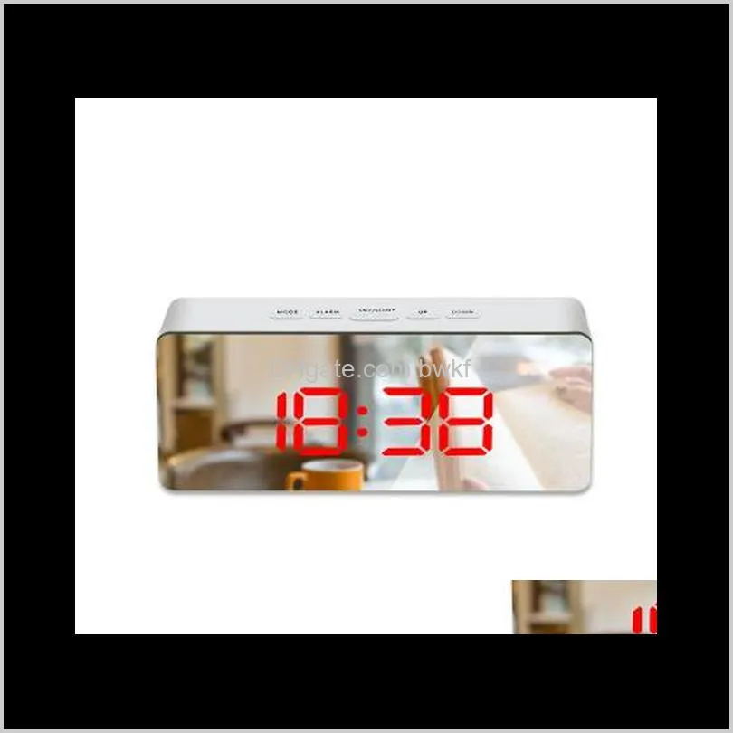 led mirror alarm clock digital snooze table clock wake up light electronic large time temperature display home decoration clock