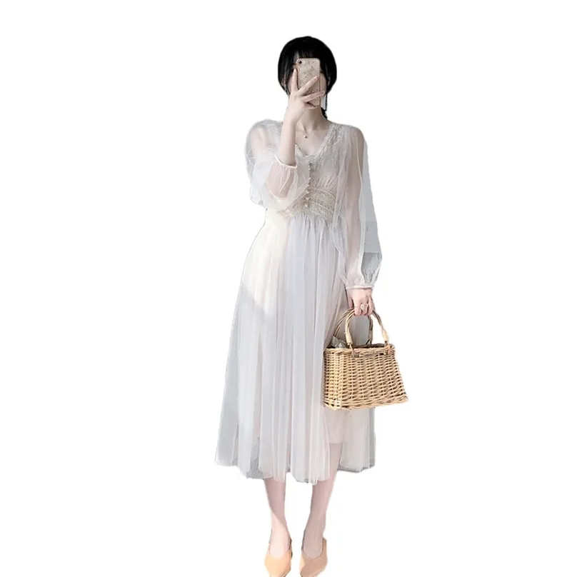 Korean Summer Chic Net Yarn Pleated Midi Dress For... From Luo04, $63.07 In  Bulk | DHgate.Com