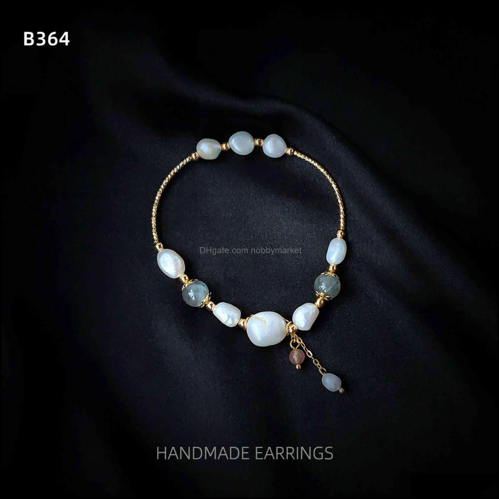 Bright eyes Handmade Natural Freshwater Pearl Moonstone Bracelet Korean versatile temperament simple handmade girl