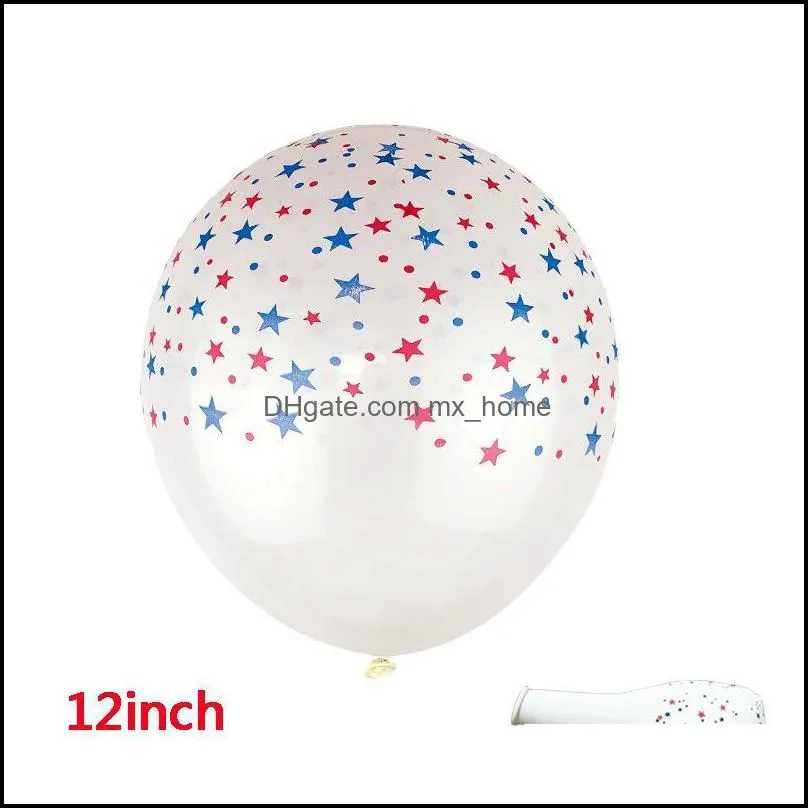 50pcs 12inch Print Balloon Set Round Latex Balloon Independence Day Celebration Balloons Home Birthday Party Decoration Set Gift