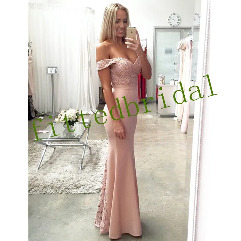 Nieuwe Hot Sexy Mermaid Avondjurken Off Shoulder Satin Lace Open Back Long Formal Party Dress Celebrity Prom Jurken