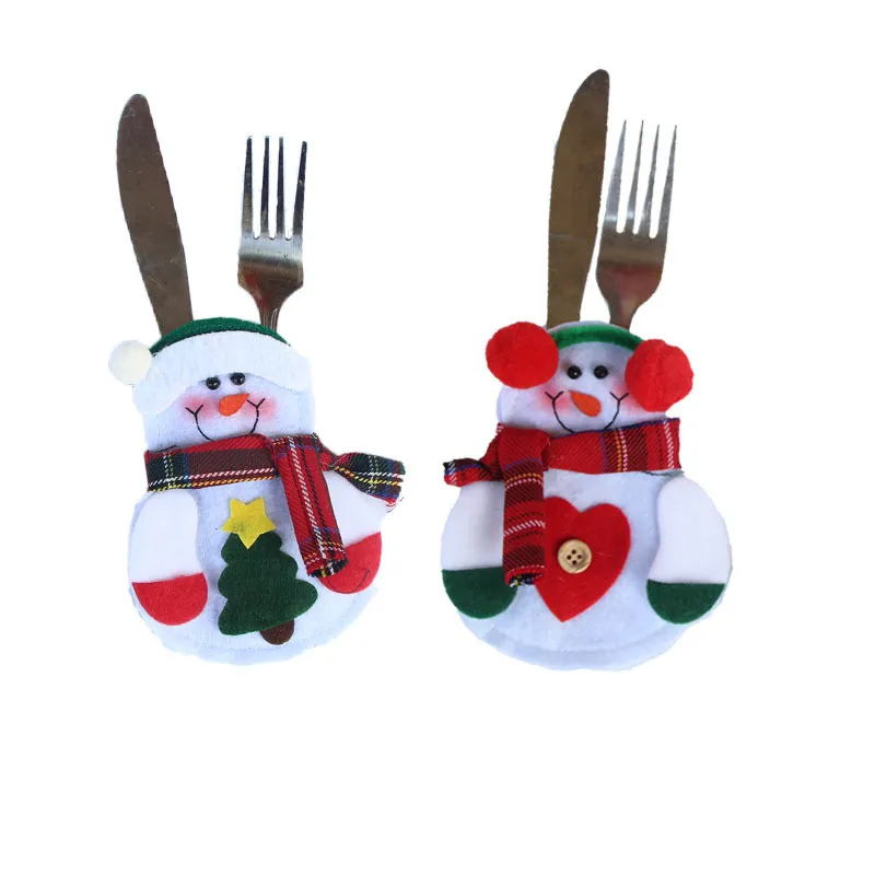 2021 jul snögubbe med hjärta träd bestick bordsartiklar gaffel sked knivväska täcker dekor