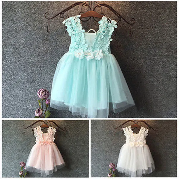 Pudcoco Girl Dress 2Y-7Y Elegant Feast Baby Girls Princess Lace Flower Tulle Tutu Gown Formal Party Dress Q0716