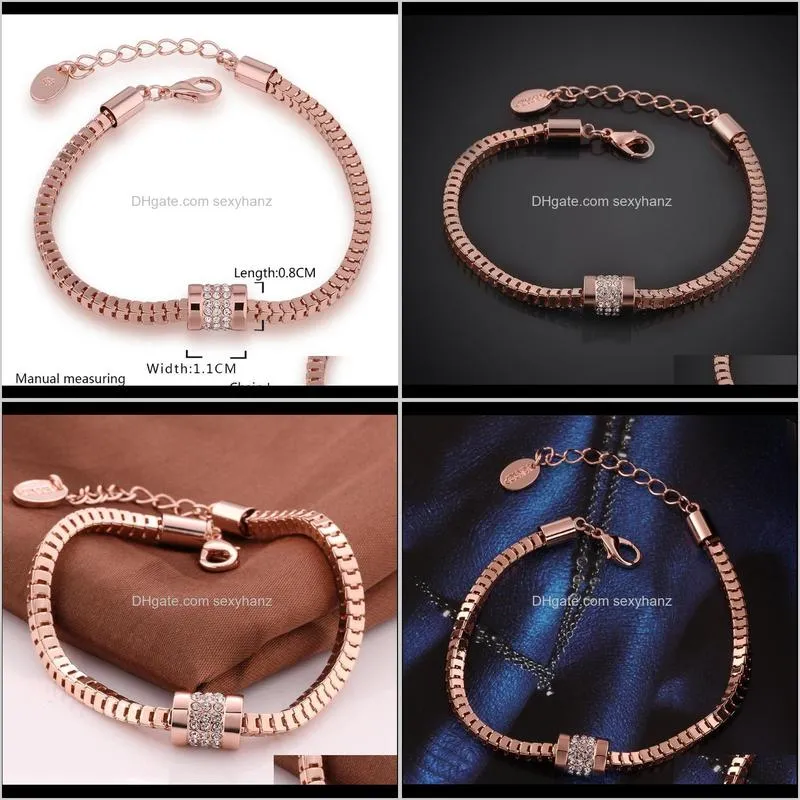 rose golden color geometry bracelet sweet romance girl`s bracelet girlfriend valentine`s day gift simple jewelry accessories