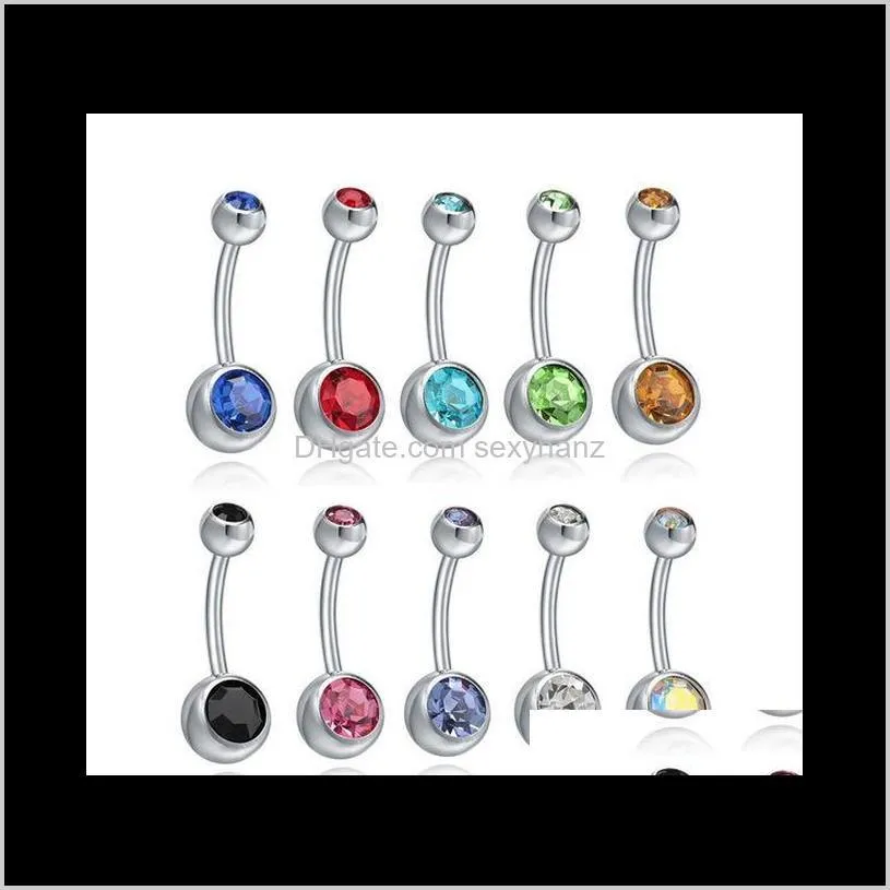 10 colors, european and american stainless steel drilling, navel nail, titanium steel navel ring, color navel buttons, piercing