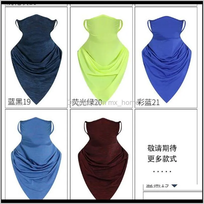 quick dry cycling scarf summer cool ice silk half face masks sun-proof triangular bandage outdoor hat wrist guard biker headscarf