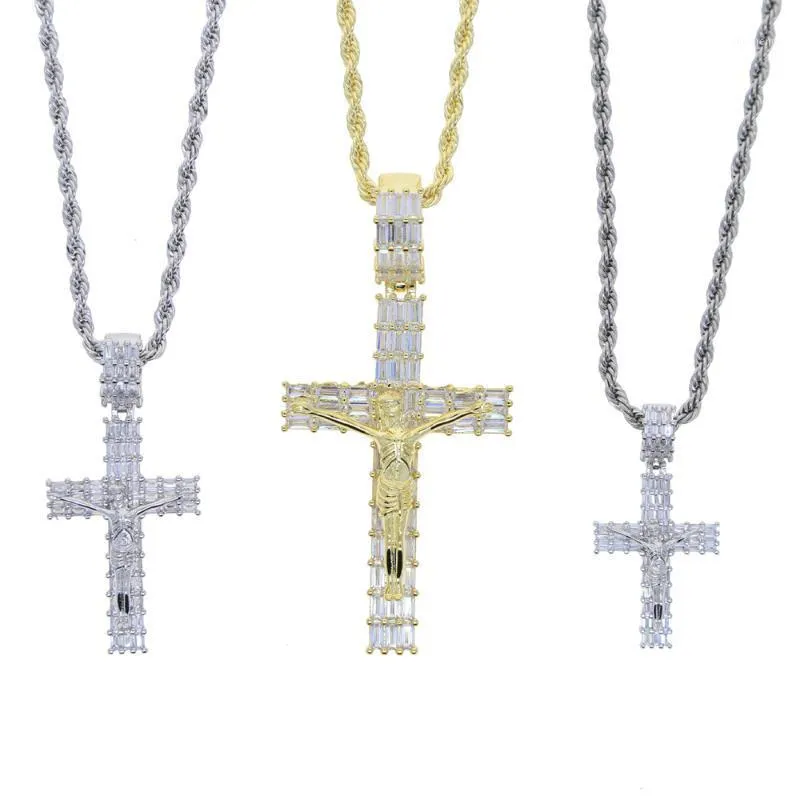 Kedjor Mode Kvinnliga Korshängen Drop Guld Silver Färg Kristallhänge Halsband Smycken För Män Kvinnor Partihandel