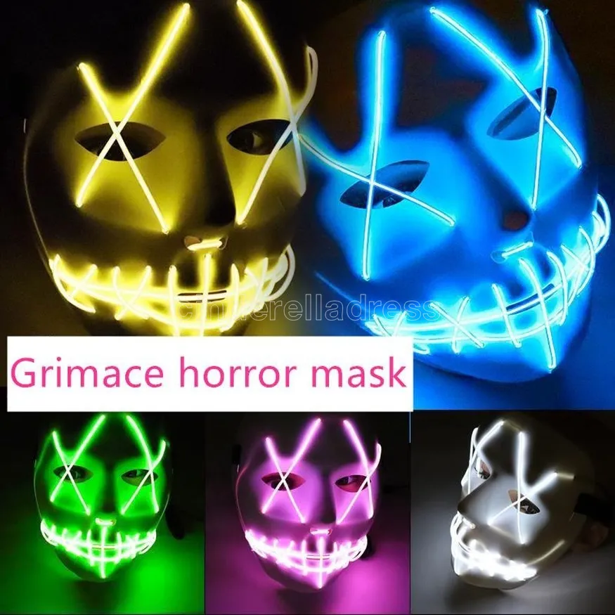 24 timmars leverans halloween läskigt spöke masker leksak el tråd glödande masquerade fulla ansiktsmask kostymer party present ct01