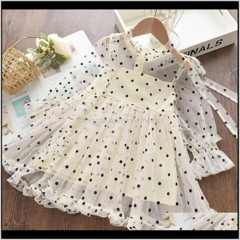 children`s clothing new spring and autumn girls dress kid polka dot mesh skirt cute breathable princess dress