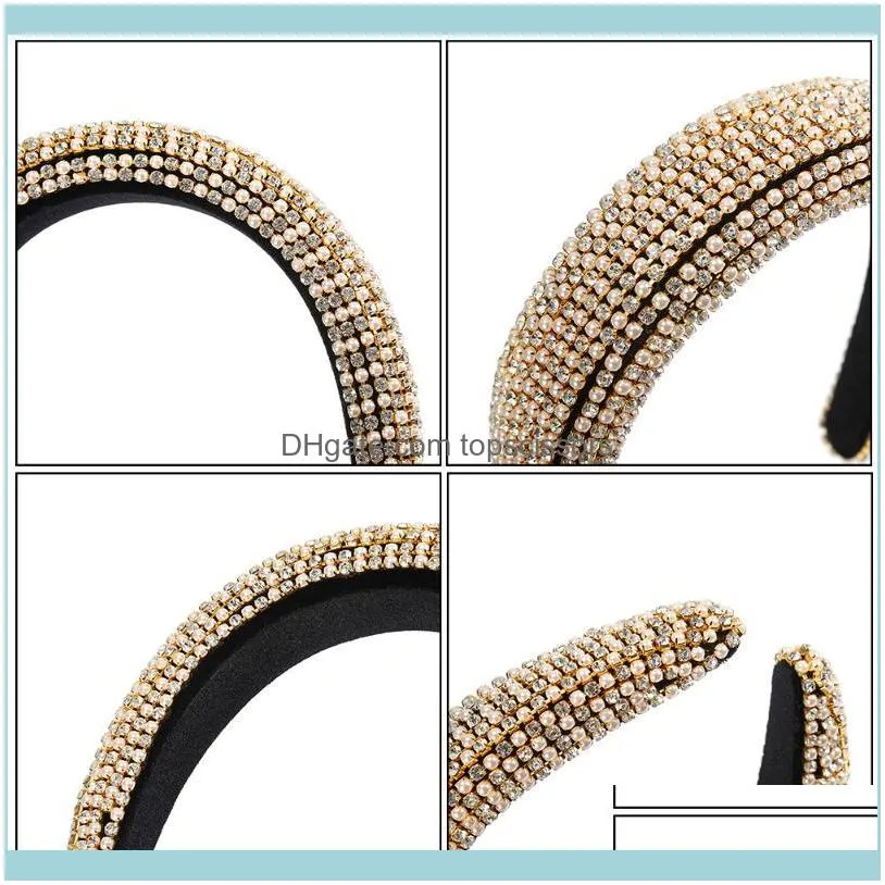 Haimeikang Pearl Headband Padded Hairbands For Women Crystal Rhinestone Headbands Baroque Hair Accessoires1